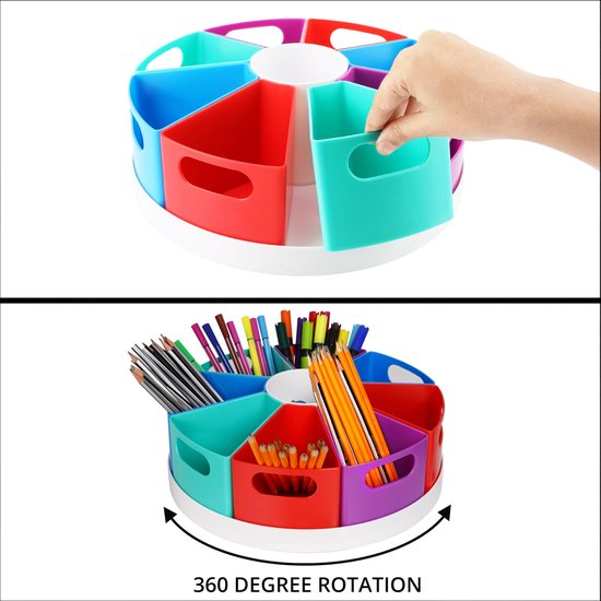 Belle Vous 360° Roterende Schrijfmaterialen Organiser - 9 Compartimenten Pennen/Potloden Houder - Draaiende Bureau Opslag Caddy voor Kunst/Hobby Benodigdheden - Huis, Kantoor, School Organisatie