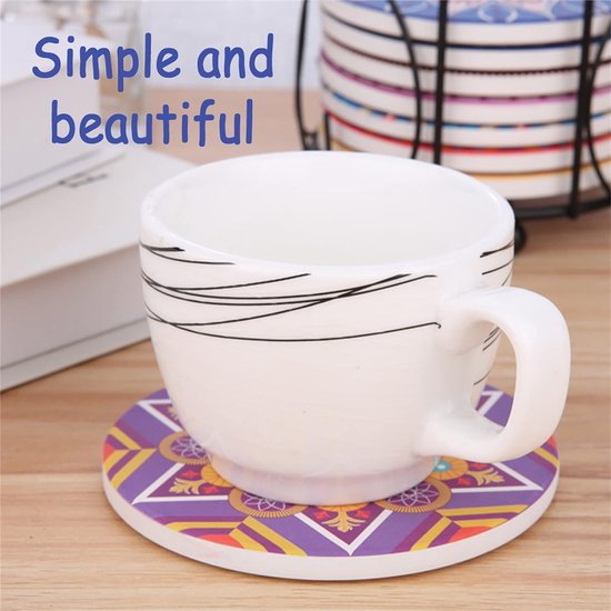 8 stuks onderzetters met houder, glazen absorberende keramiek, decoratieve onderzetters voor kopjes, vazen, glas, kaarsen, unique verjaardags- housewarming gifts