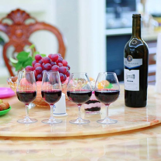 Onbreekbaar Tritan-kunststof wijnglas, rode wijn drinkglas, witte wijnglazen glazen glazen voor camping party, BPA-vrij plastic kopje, set van 4, 260 ml