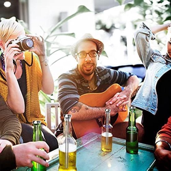 Bierkoelstaven voor flessen - roestvrij staal - snel koelen om dranken koud te houden, voor heren, bierliefhebbers, bierkoelers, cadeauset - 2 stuks