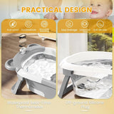 Opvouwbare babybadkuip met thermometer, babybadset voor pasgeborenen met babybadkussen, babybadborstel en douchemuts voor kinderen, kinderbad met afvoergat voor 0-24 maanden, grijs