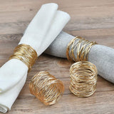 Servetringen, 12 stuks, goud, metalen mazen, servetringen, set, 4,2 x 3,6 cm, servettenhouder, napkin ring voor decoratie, bruiloft, voor tafel (12 stuks)