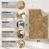 Modern ontwerp vloerkleed met rubberen achterkant 100 x 150 cm beige.