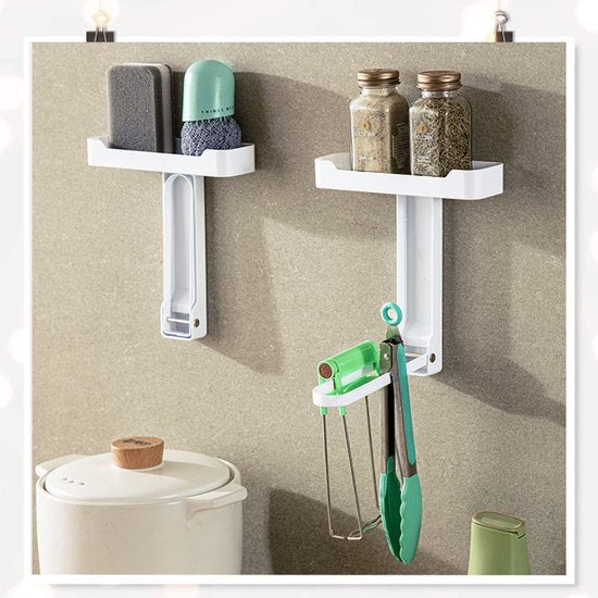 Toevoegen aan toegevoegd Douche Plank, badkamer organisator, kleding Hanger Opslag, Plastic Opvouwbare Muur Haak, Shampoo houder voor Badkamer, Keuken, Geen Boren, Wit, 20 x 6,5 x 3,5 cm