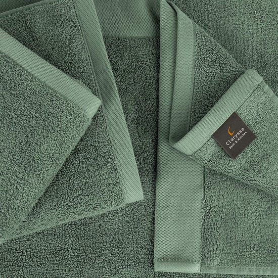 Handdoekenset 6-delig, badhanddoekenset van 100% gekamd katoen, hotelkwaliteit, badkamerset, Belgisch merk, 500 g/m2, grijsgroen, cadeauset