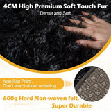 Ronde tapijten, rond, 120 cm, zacht, groot, antislip, wasbaar tapijt, woonkamer, hoogpolig tapijt, shaggy modern hoogpolig tapijt, slaapkamer gezellig bedtapijt, thuis, zwart, wasbaar