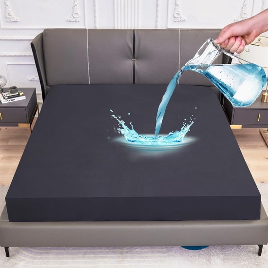 Matrasbeschermer, waterdicht, 140 x 200 cm, incontinentie, waterdicht, hoeslaken, ademende waterdichte matrashoes, waterdicht laken, vochtbescherming, hoeslaken (donkergrijs)