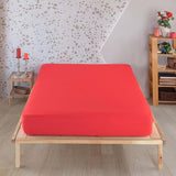 Premium jersey hoeslaken 160x200cm rood - hoeslaken 100% katoen, bedlaken 160x200 tot 35 cm matrashoogte rood