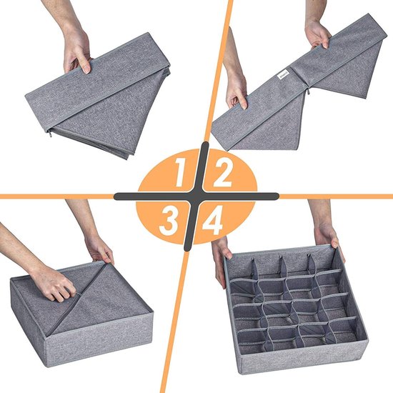 Opvouwbare opbergdozen voor buiten spullen, 3-delige set lade-inrichtingen, opbergsysteem voor kleine spullen, box organizer voor buiten spullen, sokken, stropdassen, panty's, shorts, riemen enz