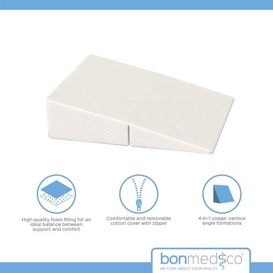 Comfort in elke situatie - als matraswig in bed, als hoogsteunkussen, wit