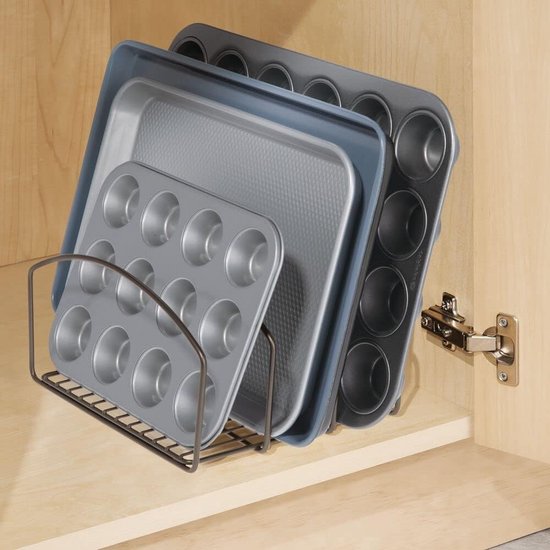 Keukenorganizer - Afdruiprek met drie compartimenten voor het opruimen van de keuken - Metalen schotelhouder voor snijplanken, bakvormen enz. - Brons