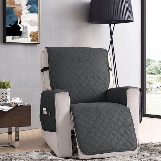 Fauteuilhoes voor fauteuil, fauteuilbeschermer met zakken, anti-vlek stevige ligstoelhoes, relaxstoelkussen, fauteuilhoezen voor leer, waterdichte meubelhoezen voor honden en huisdieren