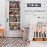 Opslag voor knuffeldieren, boven de deur-organizer voor knuffeldieren, babyaccessoires en vochtige doekjes, ademende hangorganizer met 4 grote vakken voor kinderkamer, slaapkamer, grijs