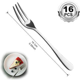 16 stuks vorkset, ijzerhoudende roestvrijstalen taartvorkset, 14 cm vorken, spiegel gepolijst, zilverwaren dessertvorken voor elke locatie, vaatwasmachinebestendig