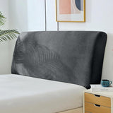 Beschermhoes voor het hoofdbord van het bed, zachte stretch, fluweel, stofdicht, beschermhoes voor gevoerd hoofdeinde (150-170 cm, donkergrijs)