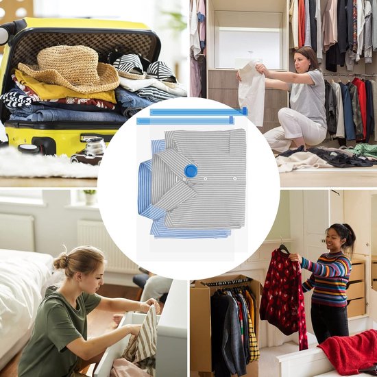 6 stuks vacuümzakken voor kleding, dekbedden, matrassen, vacuümzakken met handpomp, ruimtebesparende vacuümopbergzakken, kledingzak voor op reis, vacuümzakken, 100 x 80 cm, 80 x 60 cm, 60 x 40 cm