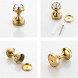 Gouden kapstokhaken, wandmontage, wandhaken, handdoekhouder, messing, set van 5, kristal, met boren, voor badkamer
