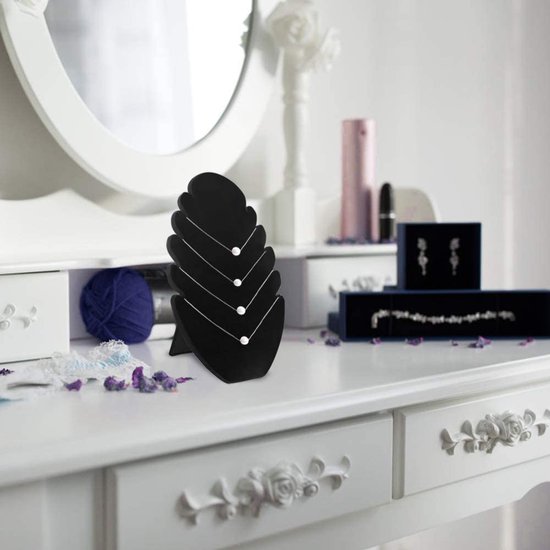 2 stuks fluwelen kettingstandaard, halsketting, sieradendisplay voor het opbergen en presenteren, zwart