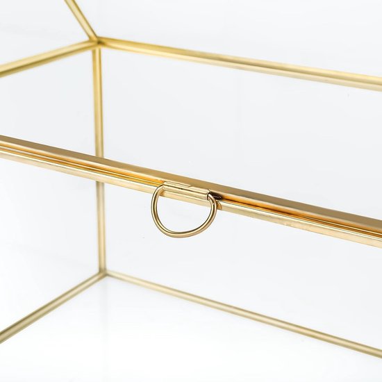 Glazen bruiloftskaartenbox, 25 cm, handgemaakte gouden terrarium, glazen doos voor bruiloften, recepties, tafeldecoratie, cadeau