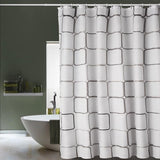 Waterdicht douchegordijn, wasbaar, sneldrogend, textielstof, polyester, badgordijn met 12 douchegordijnringen, doorschijnend douchegordijn, wit (180 x 200 cm)