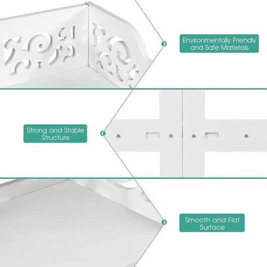 Schoenenkast, schoenenrek, schoenenrek, entree schoenenrek, PVC opbergrek voor cd-boeken, geperforeerd patroon, wit (3 planken)