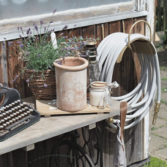 Tuinslang houder voor 1/2 inch slangen tot 30 m van verzinkt staal, wandhouder kleur: goud