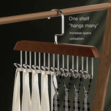 Houten kleerhangers, 4 sets, riemhangers van hout, hangers voor kleding met meerdere haken, 360 graden draaibare beugel, voor sjaalhangers, stropdassenhouder, riemhouder