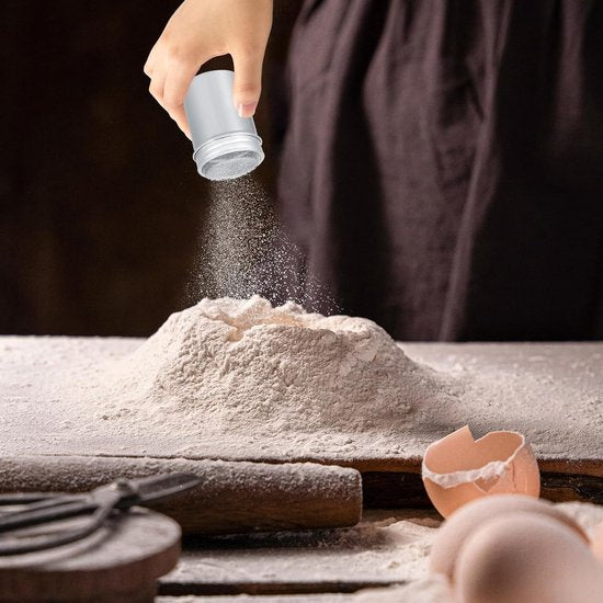 Cacaostrooier, poedersuiker-shaker, roestvrij stalen strooier, poedersuiker strooier met vershouddeksel, cacaostrooier, chocolade strooier voor chocolade, poedersuiker, zout, cacao, meel, koffie
