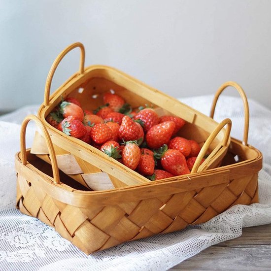 Opbergmand, set van 2 opbergmanden, gevlochten manden, broodvruchten opbergmand/opbergmand voor de keuken, speelgoedsnacks gebak afval sorteerdoos (groot en klein)