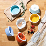 Bakvorm taartvorm, soufflévormen porselein, 6-delige mini ovenschaal ovenvormen voor crème brûlée dessertsoufflé, ronde vorm, inhoud 160 ml, optimale inhoud 140 ml