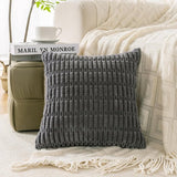 Set van 4 decoratieve kussenslopen 40 x 40 cm, donkergrijs, mosterdgeel, oranje, corduroy kussen, bankkussen, sierkussen, pluizige kussenslopen, kussenhoes voor bank, bank