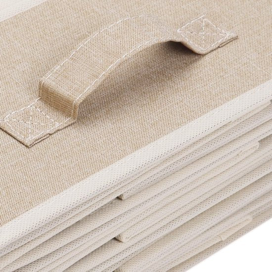 Opvouwbare opbergdozen, stof, kastlade-organizer, opbergsysteem voor garderobe, kleding, ondergoed enz., set van 4, beige