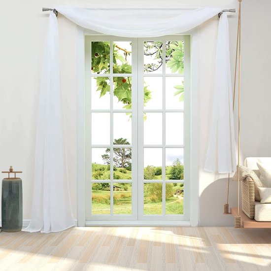 Pelmet Freehand Decoration, Pack of 2 Curtain for Cross Curtain Shop Curtain Wedding Decoration Curtain 130 x 550 cm (White)