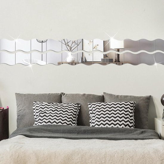 24 stuks spiegeltegels, zelfklevende spiegelmuurstickers, verwijderbare kunst plastic tegels decoratie, geschikt voor woonkamer, badkamer, slaapkamer, muur doe-het-zelf decor