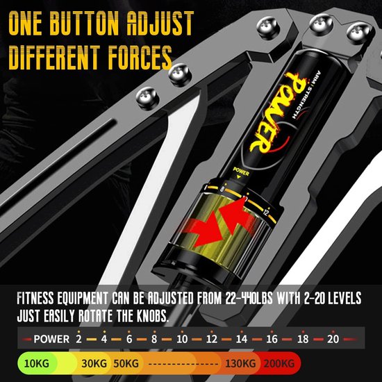 Power Twister Trainingsapparatuur Borst Verstelbaar 10-200 kg Hydraulische arm Twister Chest Trainer Trainingsapparaat voor bovenlichaam Workout Schouder Borsttrainer Fitness Thuis voor dames en heren