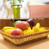 2 stuks gevlochten gevlochten fruitbrood, opbergmand rotan geweven mand voor eetkamer, woonkamer en keuken (30 x 20 x 7 cm)