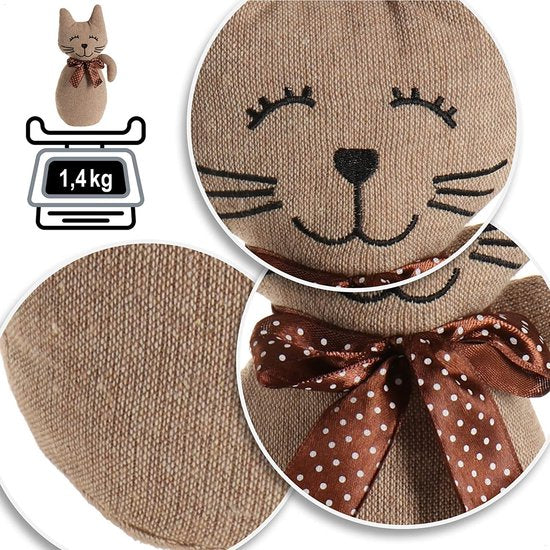 Deurstopper, zware deurhouder, schattig kattendesign, functioneel woonaccessoire, stopper voor ramen en deuren, optimaal bij doorgang (1 stuk - kat Chelly)