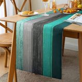 Blue Spring moderne woonkamer placemats groene tafelloper moderne placemats teal grijze placemats voor eettafel feest bruiloft linnen 33 x 183 cm tafelloper groen houtlook landhuisstijl