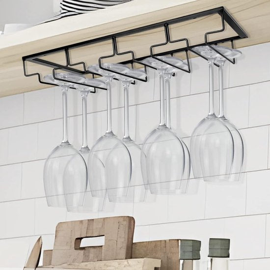 Wijnglashouder, metalen wijnglashouder, rek hangend wijnglazenrek met 4 rijen houder, houdt 8-12 wijnglazen voor familie, restaurant, hotelbar