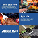 barbecuebestek, barbecueaccessoires, 25-delige accessoireset, professionele set, roestvrij staal, cadeaus voor mannen, met koffer voor grillrooster, premium