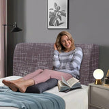 Hoes voor het hoofdbord van het bed, rekbaar, wasbaar, verdikt, spandex, all-inclusive stofdicht, hoofdbordhoes voor tweepersoonsbed, eenpersoonsbed, bed, hoofdbordbekleding (180-200 cm, bruine lijnen)