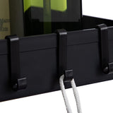 Opbergwagen, keukenwagen, 4-laags rollende wagen met wielen en 3 hangende kopjes, multifunctioneel opbergrek voor keuken, badkamer, slaapkamer, kantoor, zwart