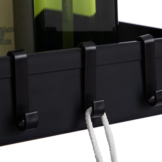 Opbergwagen, keukenwagen, 4-laags rollende wagen met wielen en 3 hangende kopjes, multifunctioneel opbergrek voor keuken, badkamer, slaapkamer, kantoor, zwart