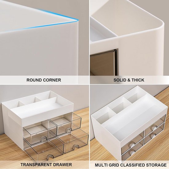 Pennenhouder, draaibaar, 360 graden, pennenorganizer met 5 vakken, roterende bureau-organizer met antislipmatten, multifunctionele tafelplank voor schoolbenodigdheden, handwerk, container (wit Pennenhouder, draaibaar, 360 graden, pennenorganizer met 5 vakken, roterende bureau-organizer met antislipmatten, multifunctionele tafelplank voor schoolbenodigdheden, handwerk, container (wit