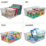 mDesign Alles-in-één Metalen Draadmand - De Flexibele Opbergmand voor Keuken, Voorraadkast, enz. - Universele Draadmand met Handvatten - Donkergrijs