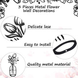 Set van 3 metalen bloemen wanddecoratie minimalistische vaas muurkunst zwarte tulp draadijzer decor bloemen wandsculptuur voor keuken badkamer woonkamer (5,6/6/9,9 inch)