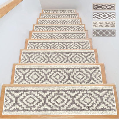 Homwiz Antislip Traptredenmatten set van 15, Zelfklevende Trapmatten Binnen, Trap Mat Snijdbaar & Herbruikbaar voor Bescherm Huisdieren, Senioren Kinderen (Grijs, 76 x 20 cm