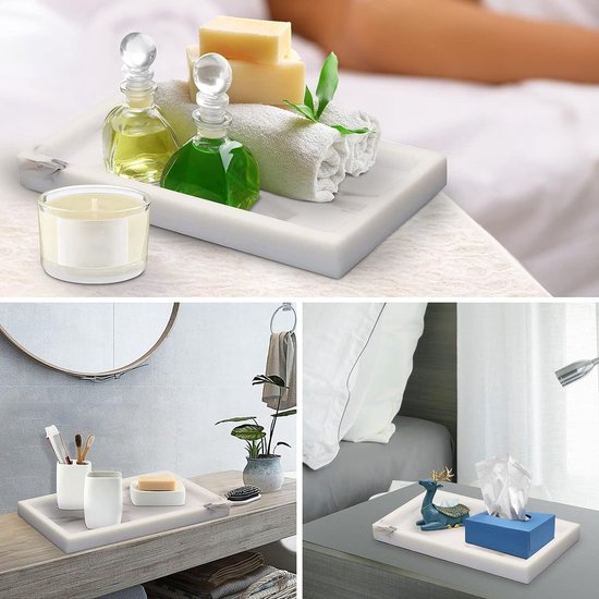 Dienblad van marmer, marmer, serveerplaat, display, badkamerdienblad, rechthoekig, hars decoratief dienblad, cosmetica-organizer, sieradenbord voor salontafel