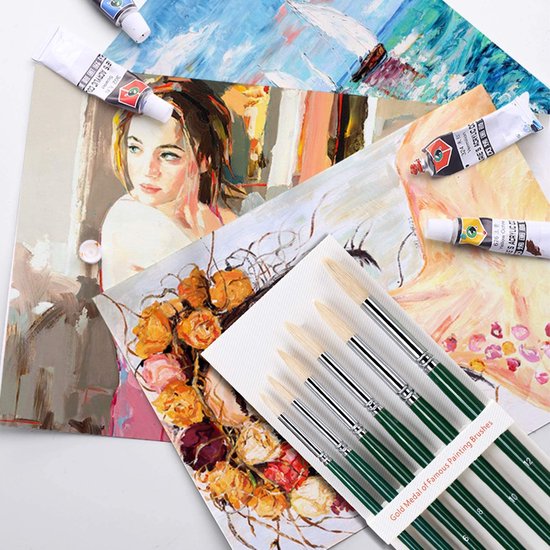 Kunstpenselenset, fijne verfkwast, hoogwaardige afwerking, perfect voor waterverf, acrylverf, olieverf in verschillende maten