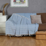 Eenpersoonsbed, sprei, lichtblauw, blauw, katoen, bankdeken, knuffelige tv-deken, bankdeken, bankdeken, omkeerbaar deken, sprei, bankdeken, zomerdeken, 150 x 200 cm